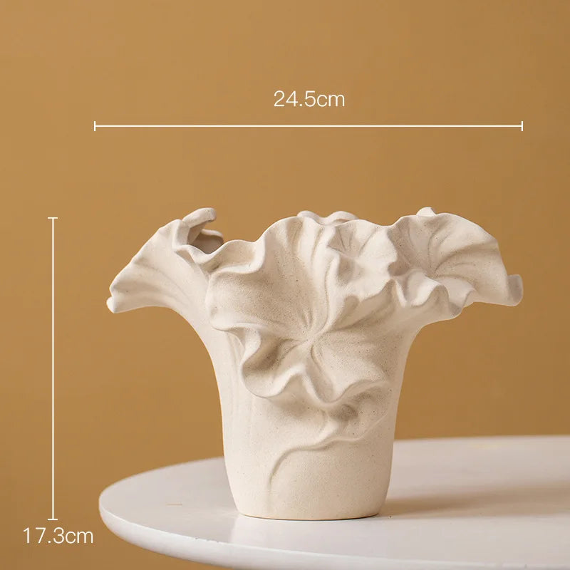 Handmade Petal Pleats Vase | Artisan Pottery Vessel for Luxury Interiors