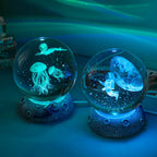 Crystal Ball Night Light Ornament 3D Engraved Luminous Resin Gift