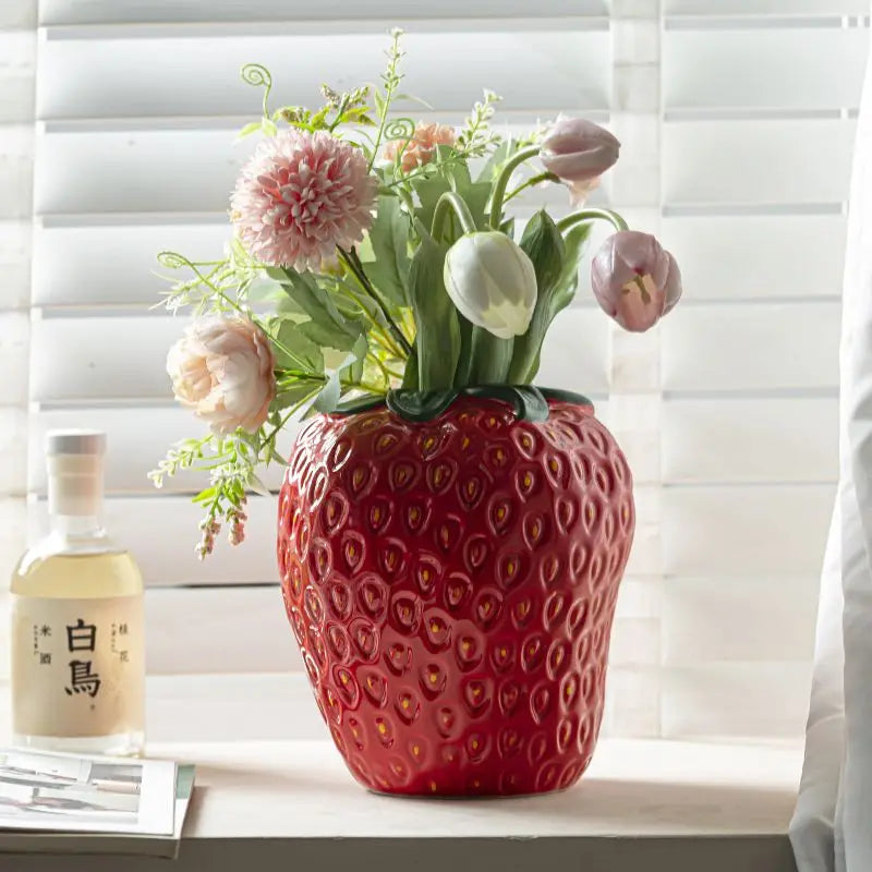 Strawberry Ceramic Sculptural Vase | Playful Luxury Home Décor