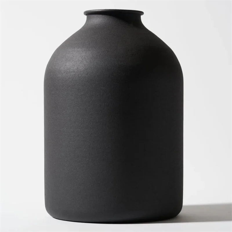 Matte Black Metal Vase For Dried Flowers Wedding Gift Home Decor