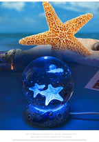 Crystal Ball Night Light Ornament 3D Engraved Luminous Resin Gift