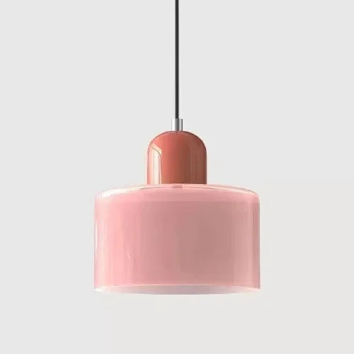 Artisan Stained Glass Pendant Light | Warm White LED | Pink, Orange, Green & White