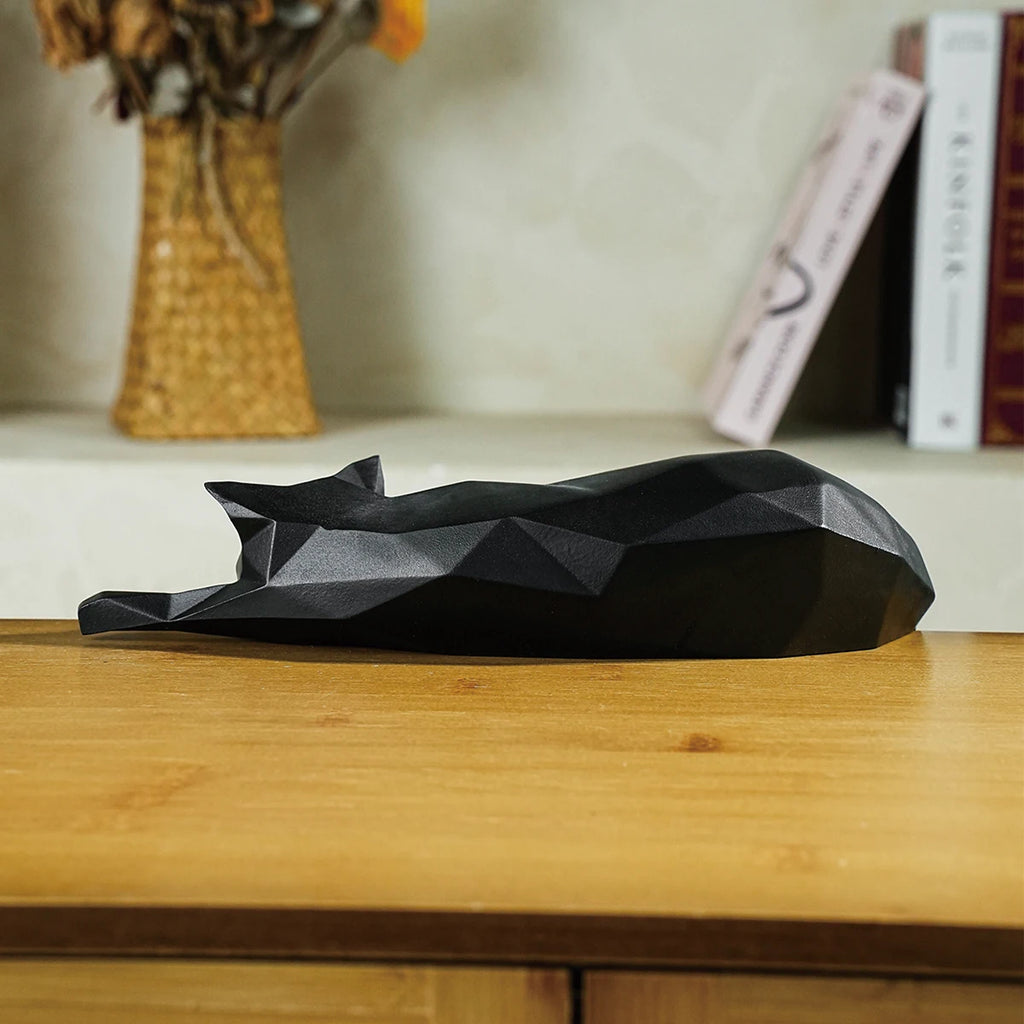 Geometric Cat Sculpture | Luxury Resin Figurine for Modern Home Décor