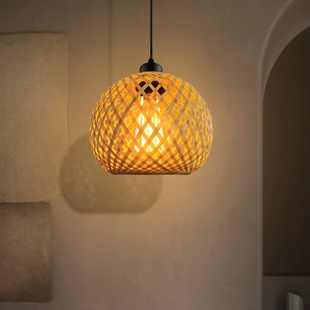 EcoGlow Bamboo Pendant Lamp Rattan Chandelier Handmade Limited Edition