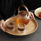 Wooden Dinner Plate Round Dessert Plate Wood Plate Coffee Cake Tray Bakery Bread Display Tray Kitchen Tableware Accessories