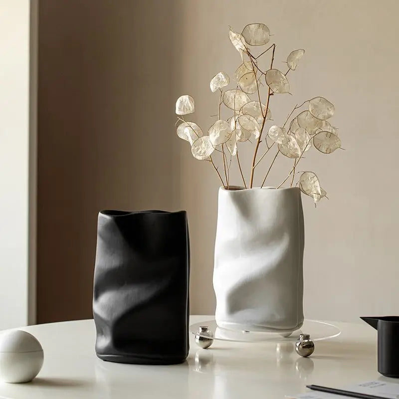 Graphic Black & White Ceramic Display Vase | Cabinet Luxury Home Décor