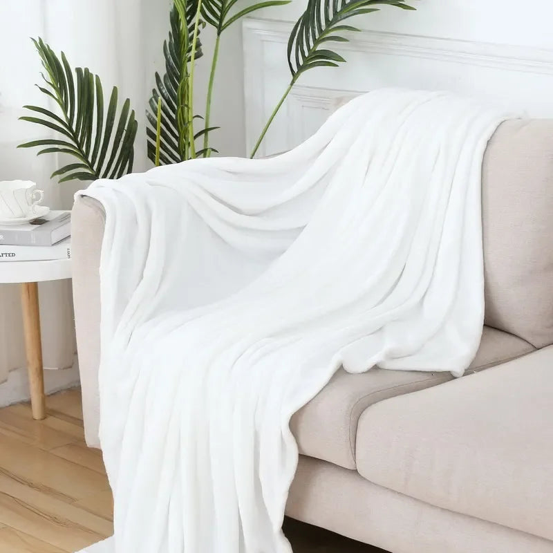 Fluffy Coral Velvet Blanket Flannel Plush Comfortable Thickened and Warm Soft Sofa Throw Blanket for Air-Conditioned Room Luxury