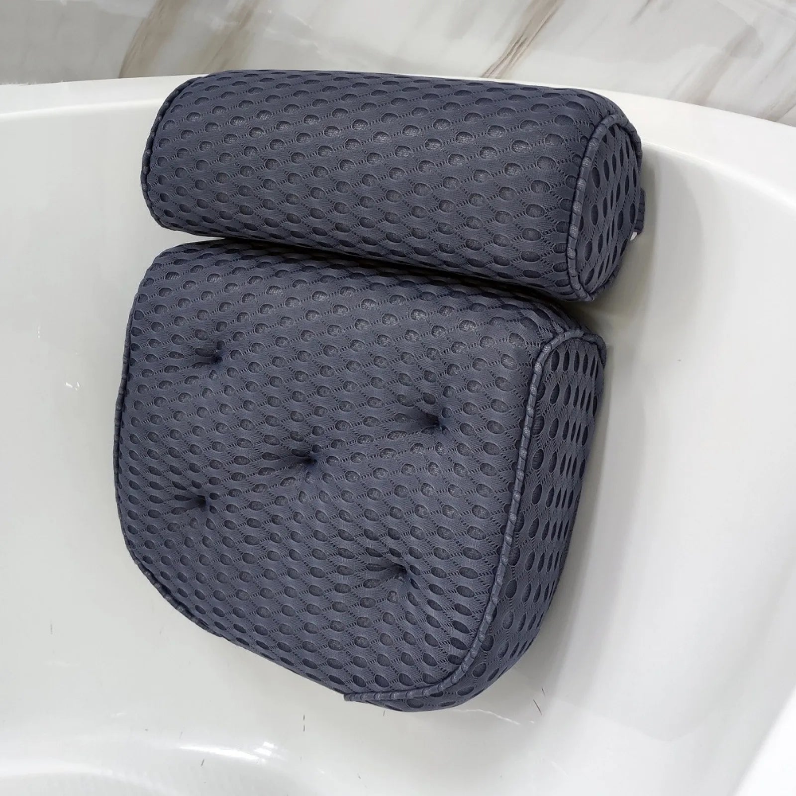Bathtub Pillow Air Mesh Signature For Neck Anti Slip Cups