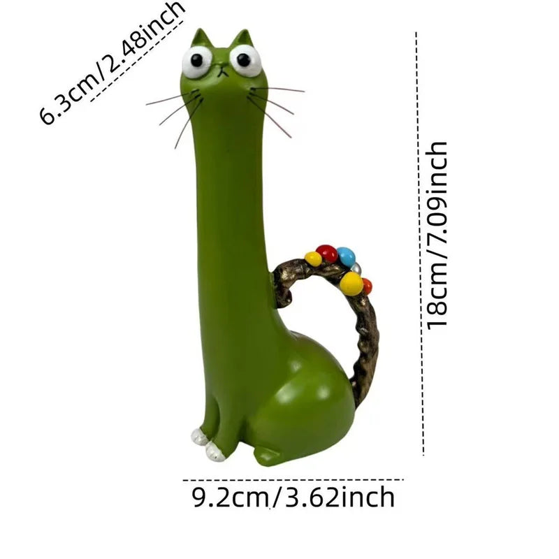 Long-Neck Cat Sculptural Resin Vase | Artisan Home Décor Statement Piece