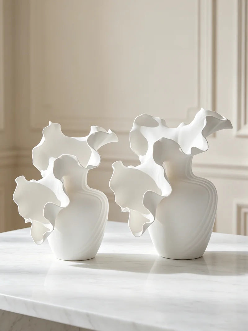 Sculptural Petal Porcelain Vase | Luxury Home Décor Statement Piece