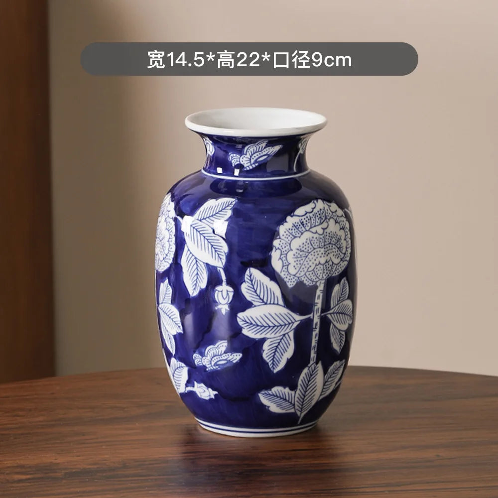 Elegant Blue & White Ceramic Vase