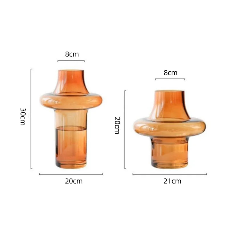 Amber Geometric Ring Glass Vase | Warm Luxury Home Décor Accent