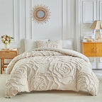 3D Rose Floral Tufted Duvet Cover Set – Luxury Microfibre Quilted Bedding Collection