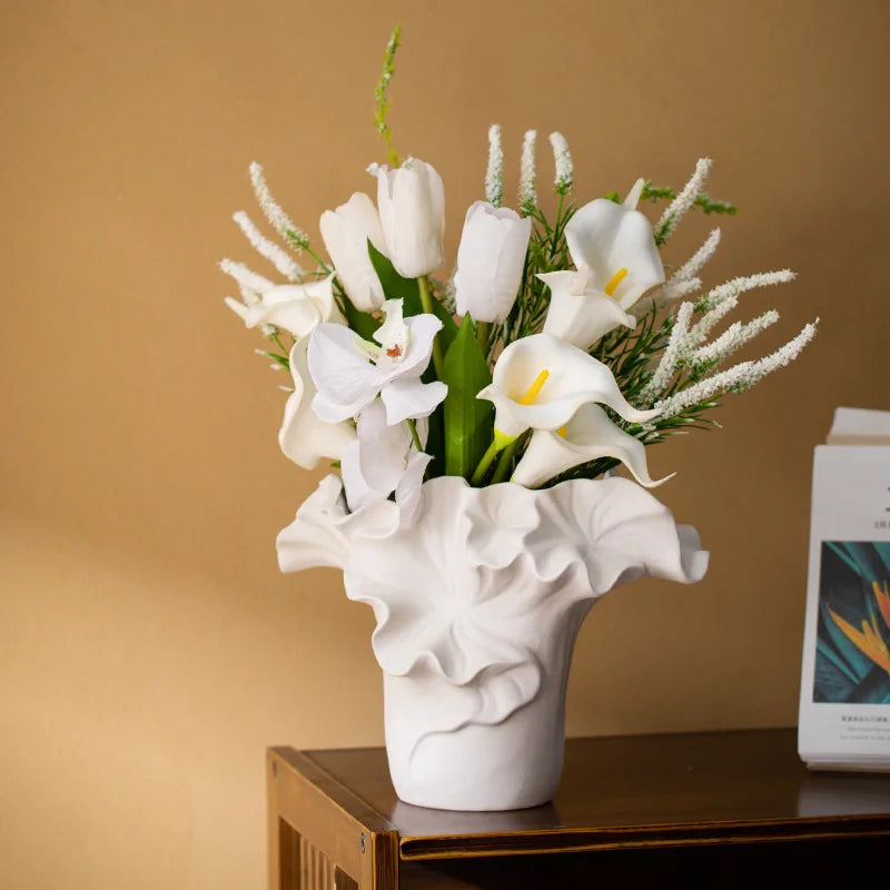 Handmade Petal Pleats Vase | Artisan Pottery Vessel for Luxury Interiors