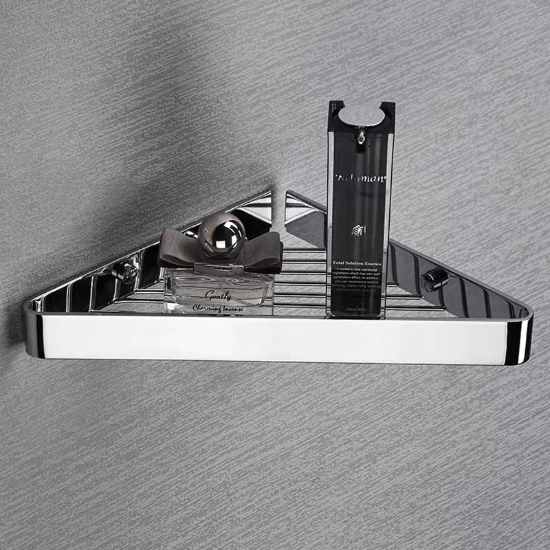 Aqualuxe Chrome Brass Corner Shower Shelf Dual Tier Elite