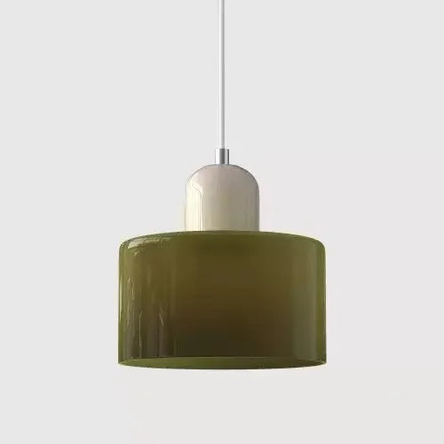 Artisan Stained Glass Pendant Light | Warm White LED | Pink, Orange, Green & White