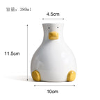 Creative Cartoon Ceramic Vase Cute Duck Flower Arrangement Hydroponic Home Decor Living Room Foyer Decoration