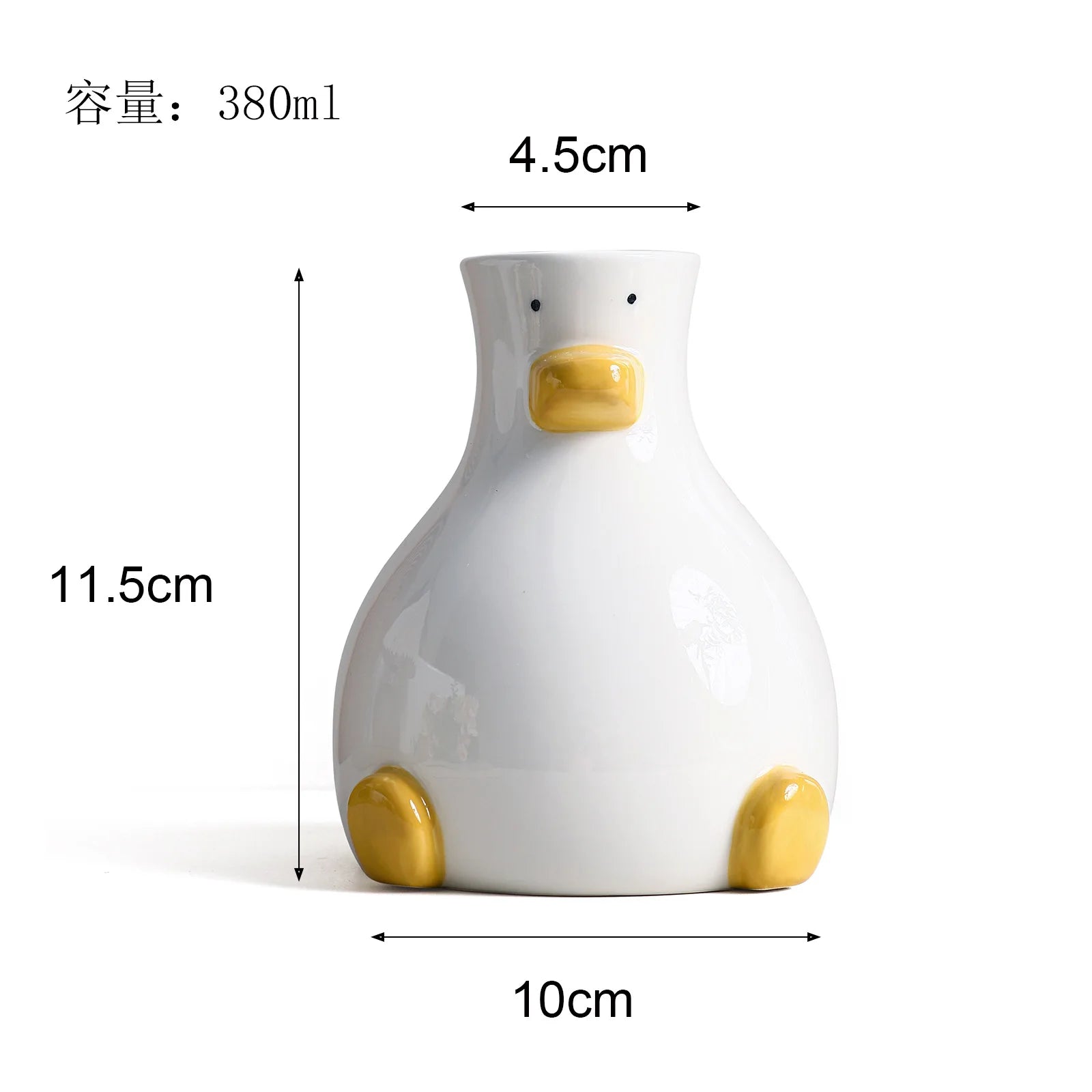 Creative Cartoon Ceramic Vase Cute Duck Flower Arrangement Hydroponic Home Decor Living Room Foyer Decoration