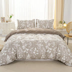 Botanical Leaf Print Duvet Cover Set – 3-Piece Soft Polyester Bedding Collection