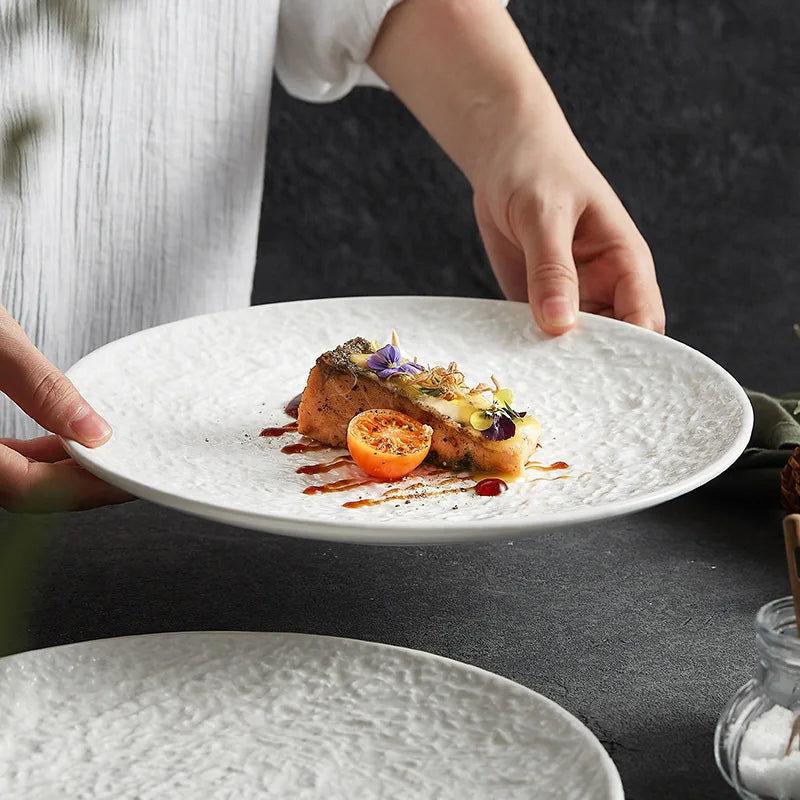 French plate White ceramic plate new flat plate Steak Household high-end Japanese and Western food