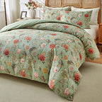 Vintage Floral Printed Duvet Cover Set – Soft Brushed Polyester Bedding Collection