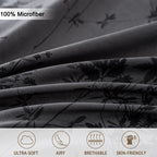 Bamboo Leaf Print Duvet Cover Set – 3-Piece Soft Polyester Bedding Collection