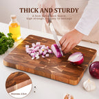 High Quality 15 inch Rectangular Cutting Board End Grain Acacia Wood Chopping Board with Side Handle