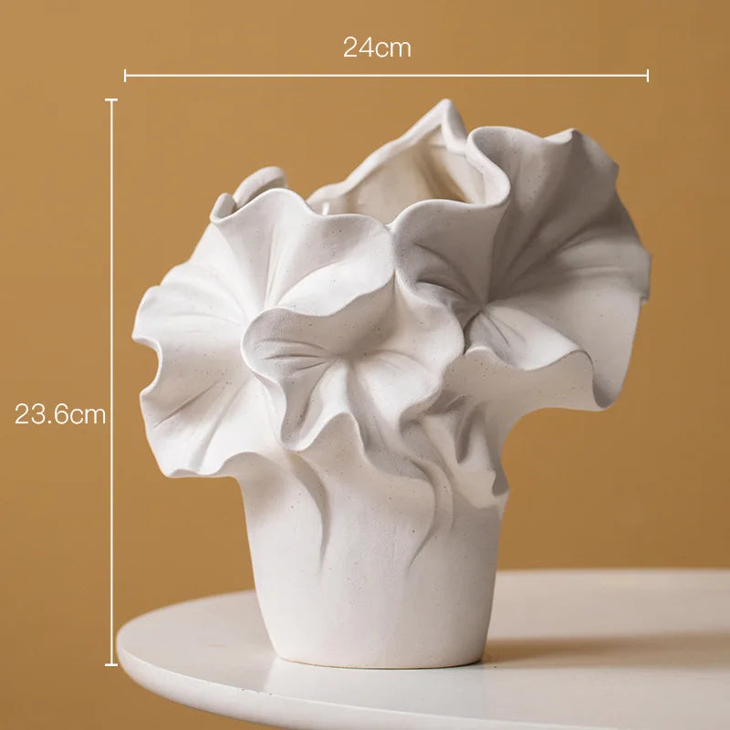 Handmade Petal Pleats Vase | Artisan Pottery Vessel for Luxury Interiors