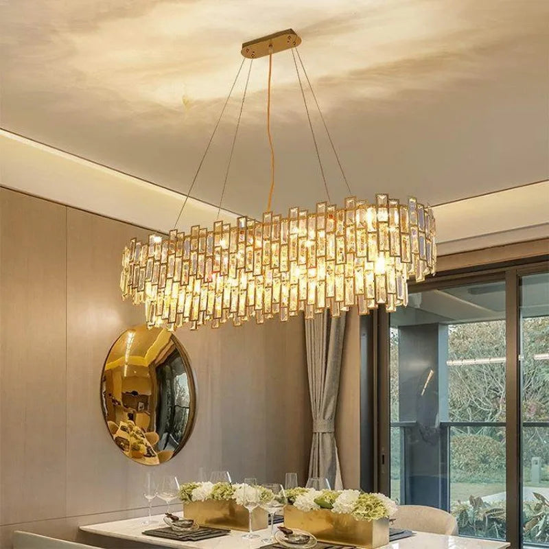 Luxora Gold Crystal Chandelier K9 Round Multi Tier Pendant Limited Edition