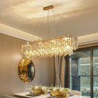 Luxora Gold Crystal Chandelier K9 Round Multi Tier Pendant Limited Edition