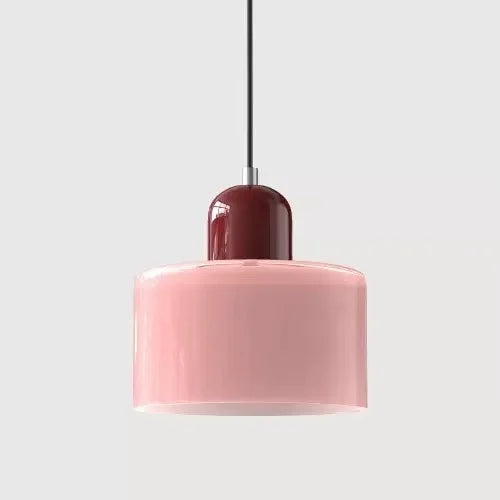 Artisan Stained Glass Pendant Light | Warm White LED | Pink, Orange, Green & White
