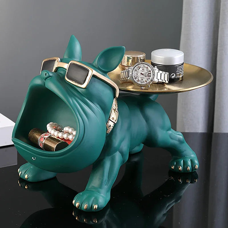 30cm Home Decor Bulldog Figurine Dog Statue Storage Box Animal Ornament Resin Craft Art Sculpture Figurine Home Puppy Sculpture