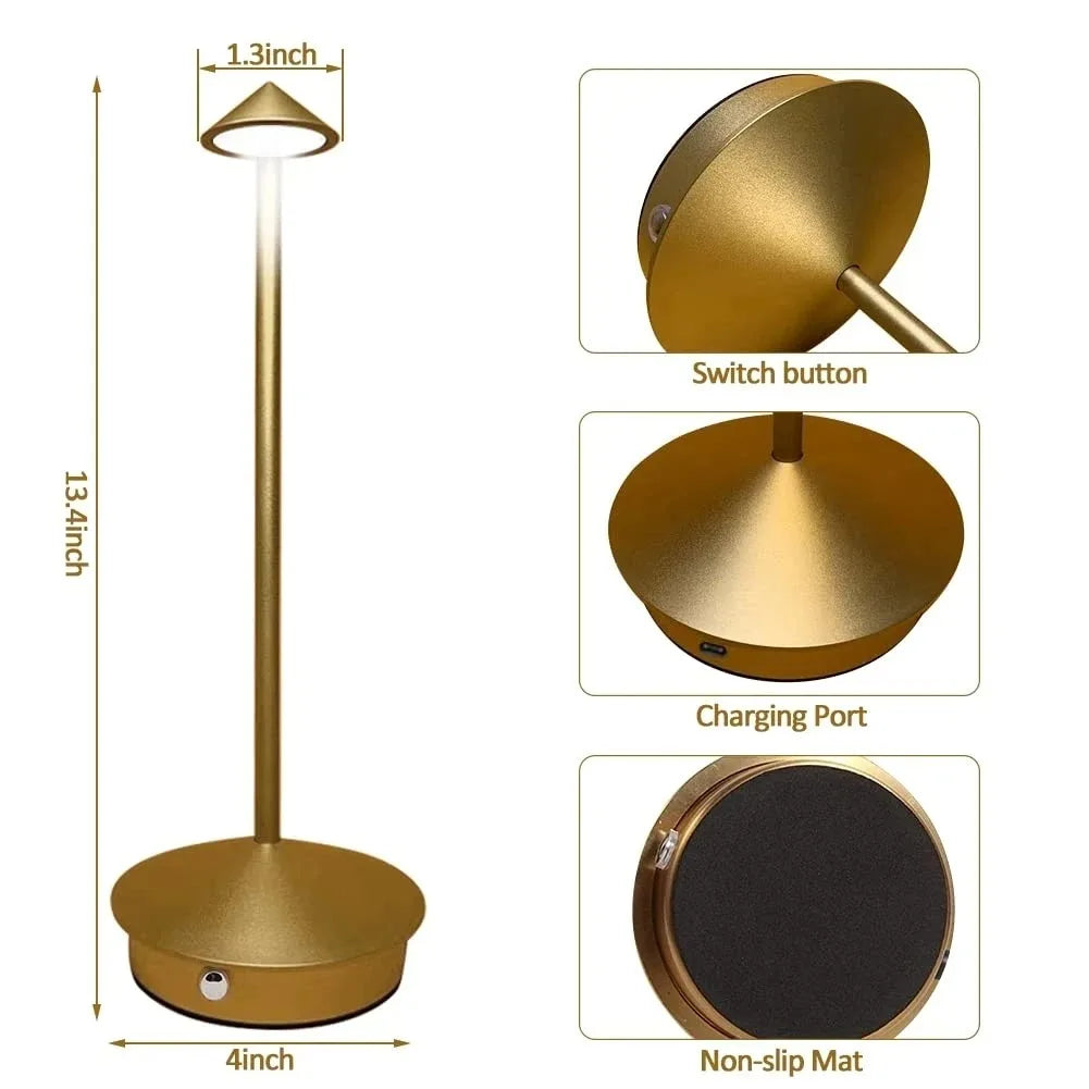 LED Table Lamp Rechargeable Touch Sensor Cordless Desk Lamp 3 Colors Bedside Creative Ambient Light Bar Room Decor Night Light