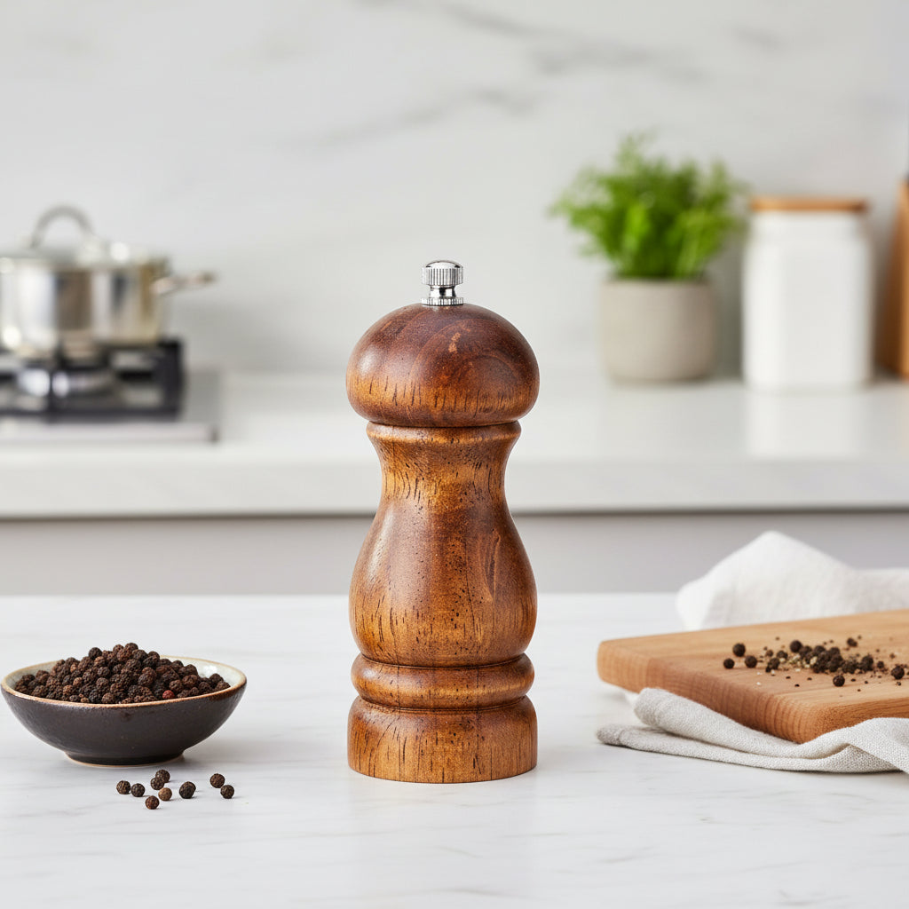 Oak Wood Salt & Pepper Mill | Manual Spice Grinder