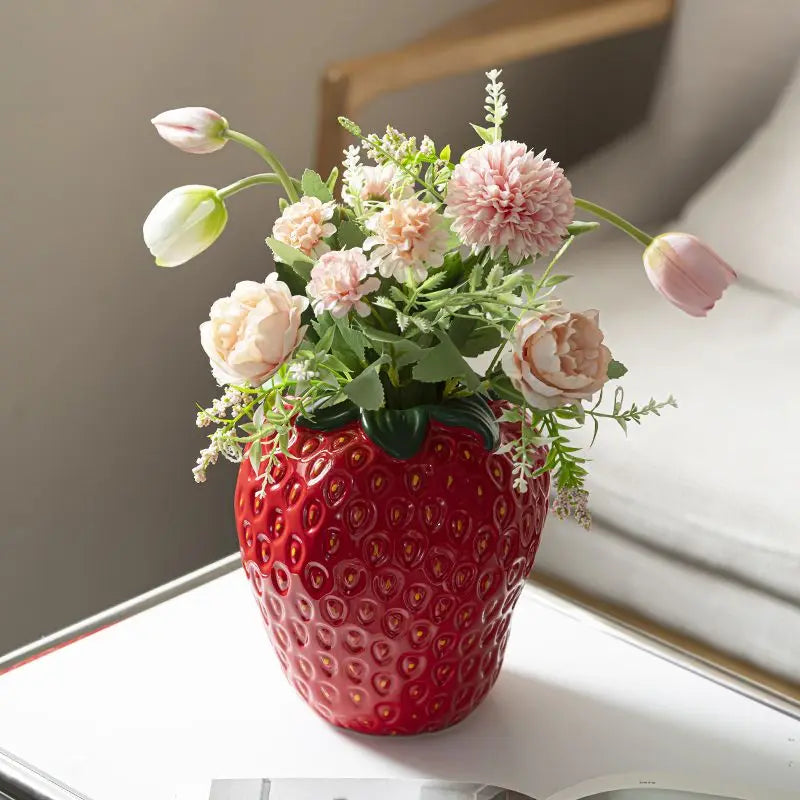 Strawberry Ceramic Sculptural Vase | Playful Luxury Home Décor