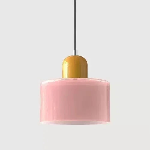 Artisan Stained Glass Pendant Light | Warm White LED | Pink, Orange, Green & White