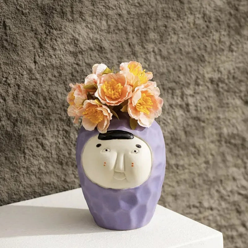 Hand-Drawn Dopamine Ceramic Vase | Joyful Home Décor & Children’s Room Accent