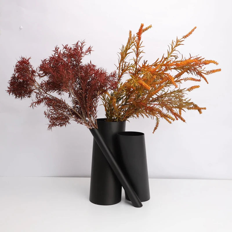 Metal & Leather Tube Vase | Architectural Luxury Home Décor