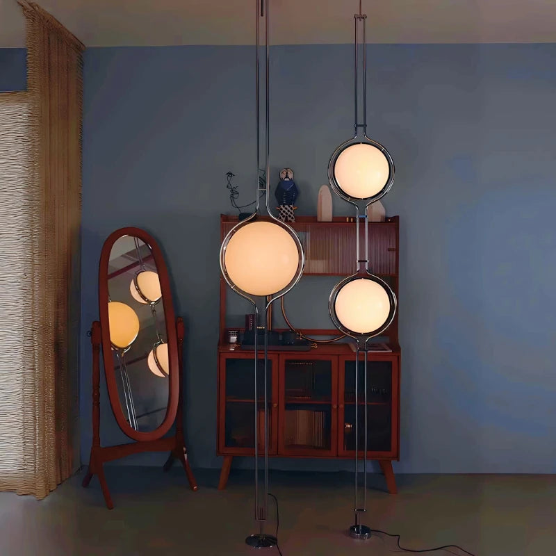 Garrault Delord Designer LED Floor Lamp | Chrome & Acrylic Ball | Luxury Living Room Statement Light