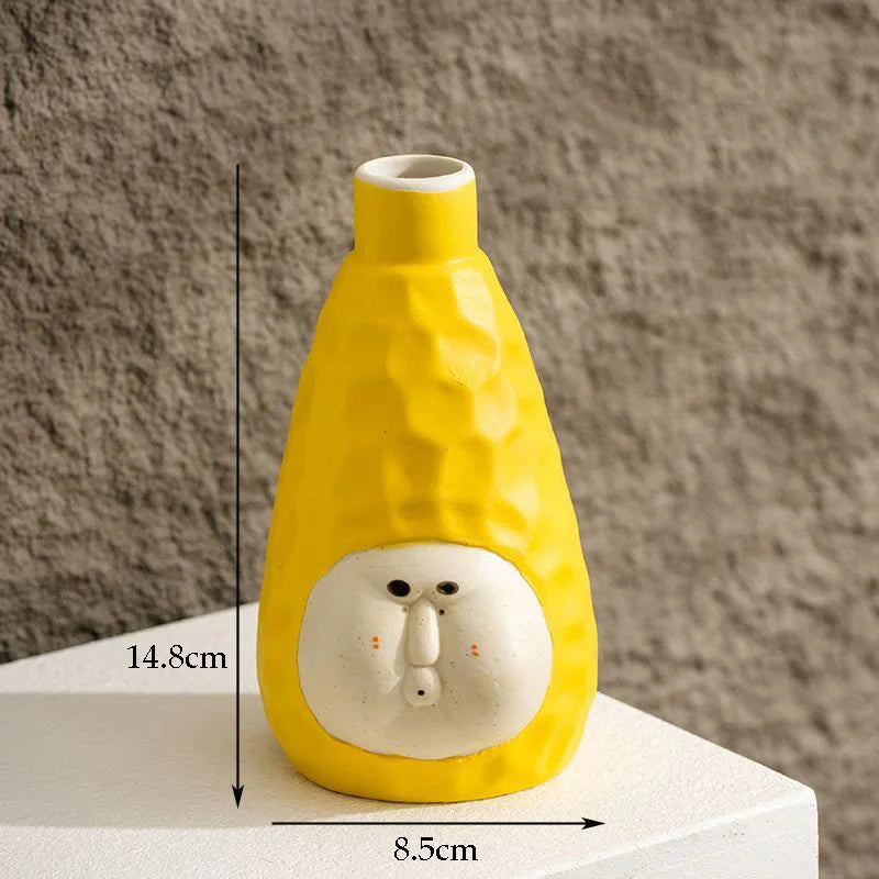 Hand-Drawn Dopamine Ceramic Vase | Joyful Home Décor & Children’s Room Accent