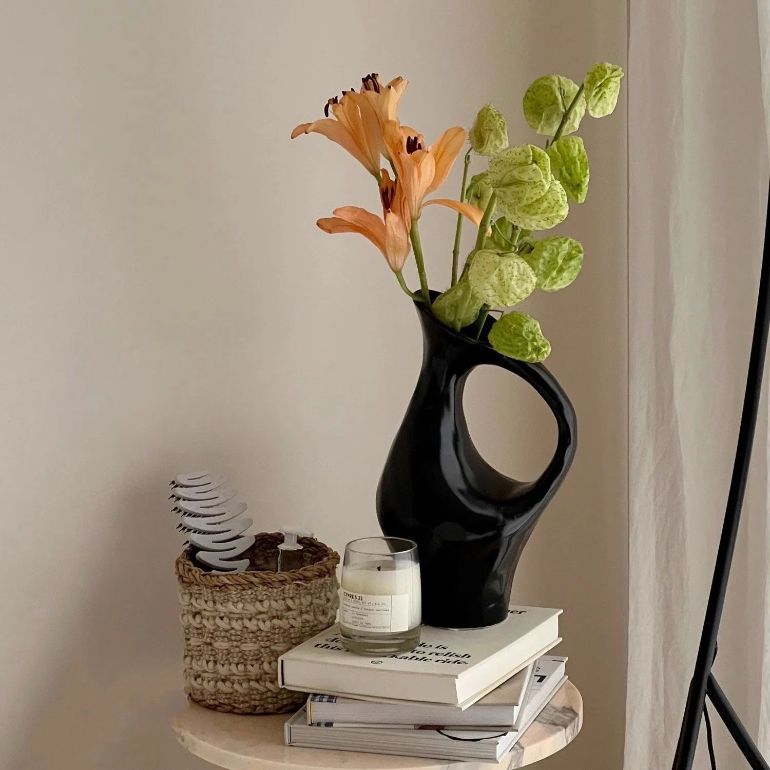 Tri-Tone Art Ceramic Statement Vase | Black, Silver & White Luxury Décor