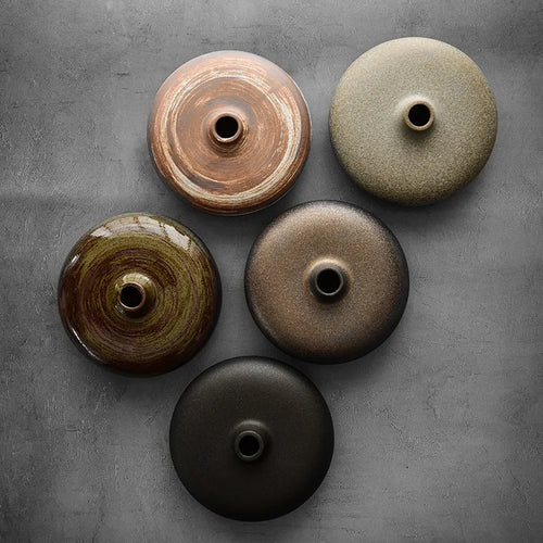 Ceramic Flat-Mouth Vase | Sculptural Porcelain Vessel for Luxury Floral Arrangements