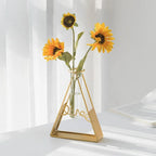 Nordic Geometric Metal Line Vase | Gold Iron Sculptural Plant Holder for Luxury Interiors