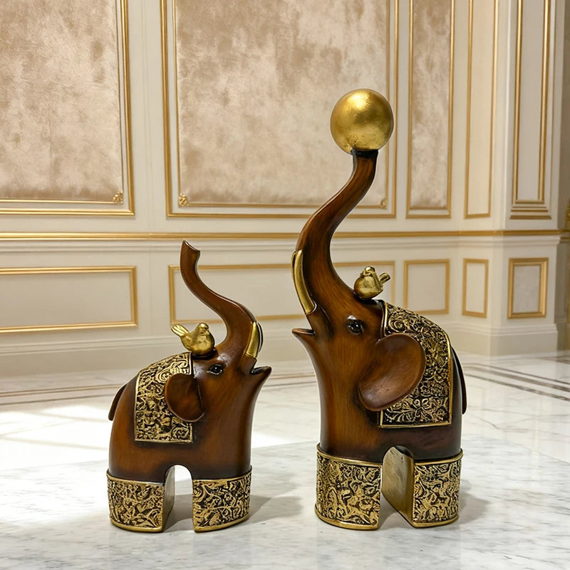Wood Grain Animal Sculpture | Luxury Resin Ornament for Refined Interiors