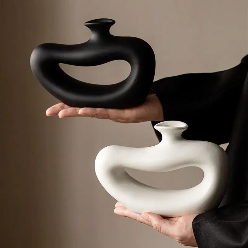 Monochrome Ceramic Statement Vase | Black & White Luxury Home Décor