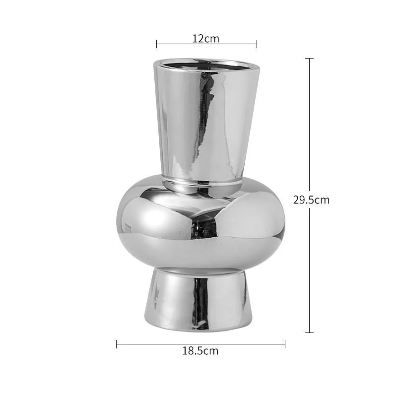 Silver-Plated Minimalist Ceramic Vase | Precious Luxury Home Décor