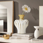 Electroplated Ceramic Vase | Black & Gold Minimalist Vessel for Luxury Interiors
