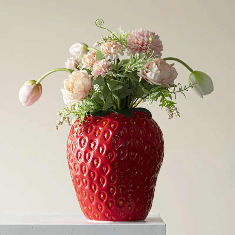Strawberry Ceramic Sculptural Vase | Playful Luxury Home Décor