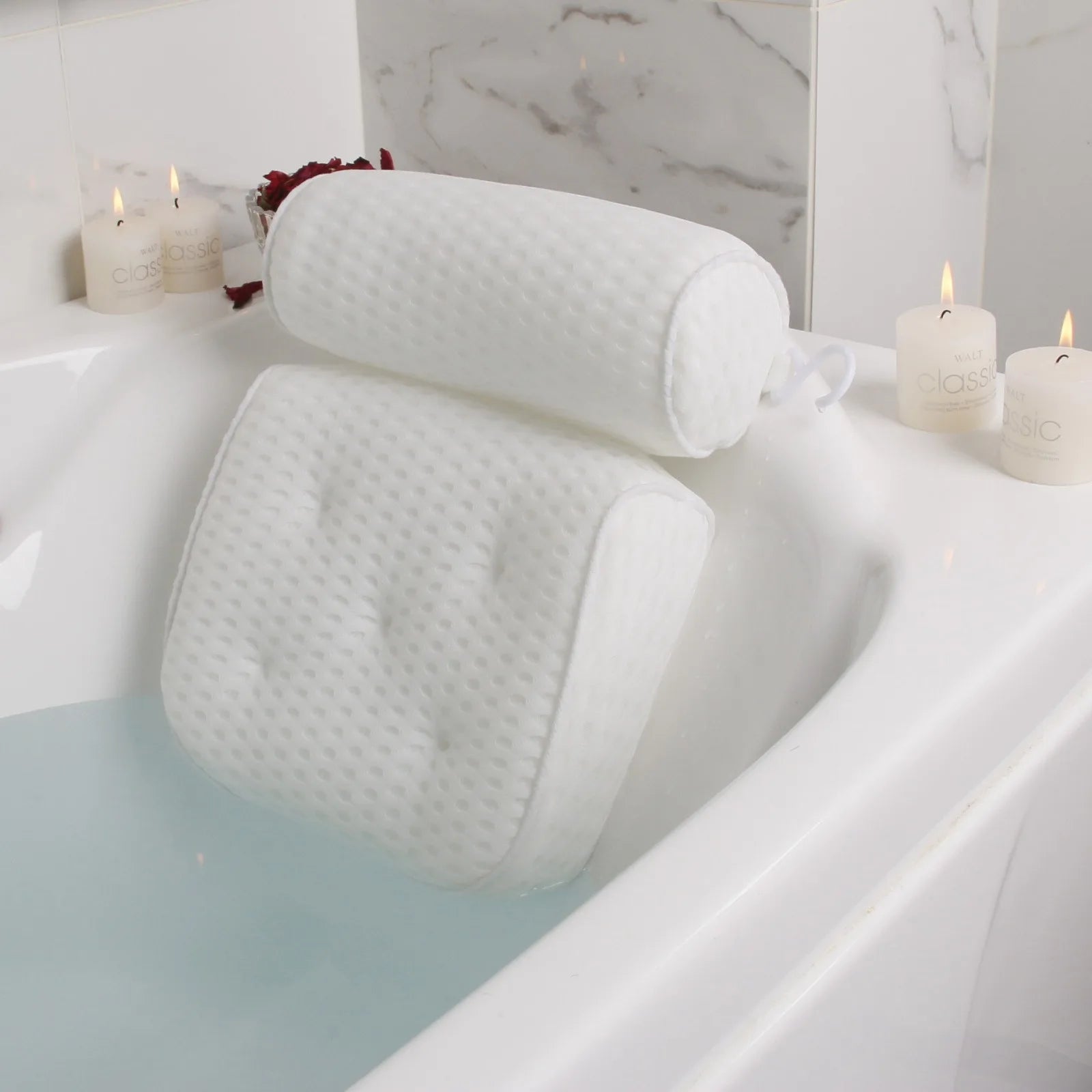 Bathtub Pillow Air Mesh Signature For Neck Anti Slip Cups