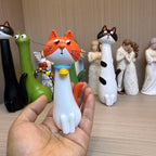 Long-Neck Cat Sculptural Resin Vase | Artisan Home Décor Statement Piece